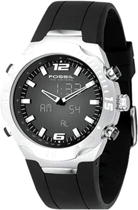 fossil watch men's analog digital black polyurethane strap|fossil black watches.